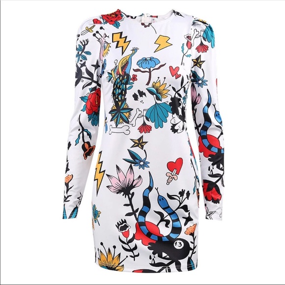 Rica white printed dress NWT bx8 - Picture 5 of 8